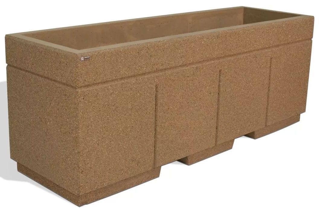 STONE-CAST High Security Planter Barrier w/Forklift Knockouts 96″L x 30″W x 36″H Weight: 2,700 lbs. 17/load